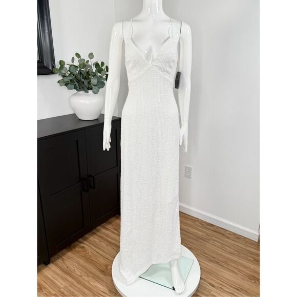 NWT Retrofete Violet asymmetric lace-up sequined stretch-tulle gown Size Small - Picture 5 of 14